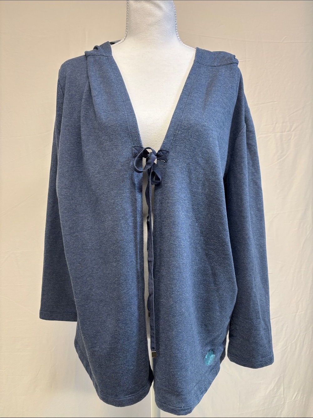 Sigrid Olsen Navy Blue Hooded Tie-Front Hoodie